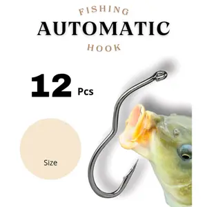 Kail Pancing Otomatis Flip Hook Anti Mocel No. 0 Lebar 3.5 mm isi 12 kail Ikan Bawal Mancing Umpan ukuran rangkaian lumut