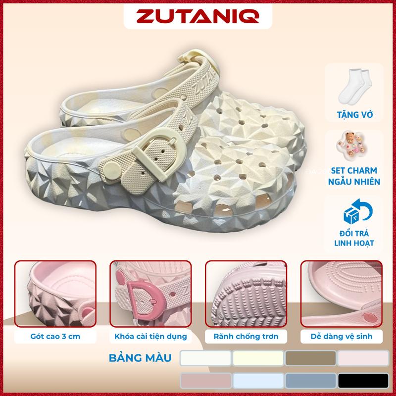 Dép Sục Kim Cương Buckle ZUTANIQ Nam Nữ, Đế Cao 3cm, Chất Liệu Eva Êm Nhẹ Chống Trượt
