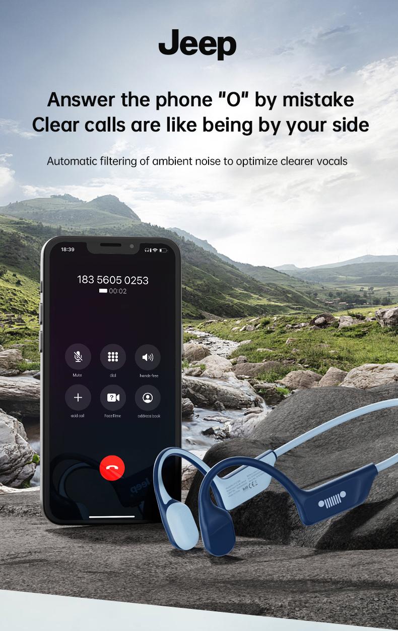 Jeep EC006 Bone Conduction Wireless Earphones HiFi Sound Quality Low Latency Bluetooth Headphones Long Standby IPX5 Waterproof Sports Headset