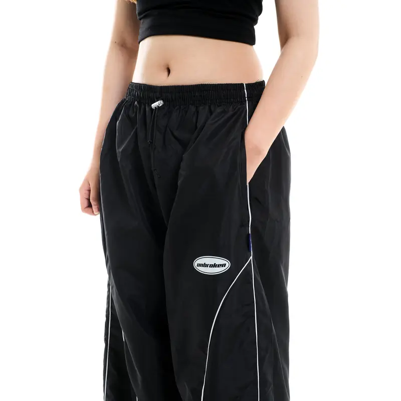 Unbroken Official Celana Parachute Stripe Panjang Loose Pants Hitam Basic Casual Dewasa Tebal Pria Distro baggy scena y2k lokal legged trousers sweatpants  Stretch  Straight Formal Pensil 4