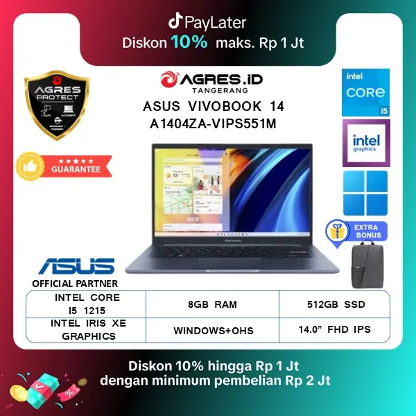 ASUS VIVOBOOK 14 A1404ZA I5 1235 8GB 512GB W11+OHS+O365 14.0FHD VIPS