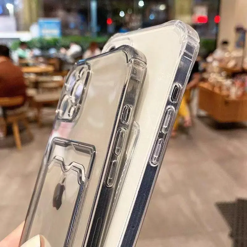 Túi thẻ chống sốc, Ốp Điện Thoại mềm, Tương thích IPhone 14 13 12 11 Pro Max XS X XR 8 + 7 6 Plus, vỏ trong suốt, vỏ silicon, bộ bảo vệ máy ảnh di động 3