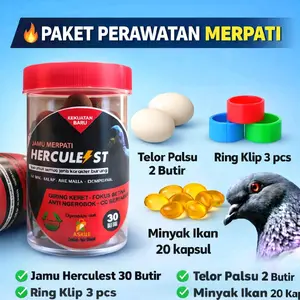 Jamu Merpati Herculest 30 butir Paket Lengkap Merpati giring keras fokus betina anti ngrobok stabil tinggi Stamina Joss hercules