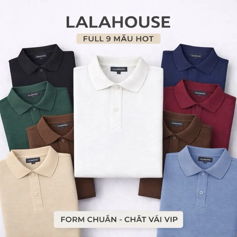 [ VẢI MỚI DẦY - ĐẸP- ]  Áo Thun PoLo Vải Cotton Cao Cấp Lalahouse Màu New 2026 Nam Ngắn Tay Menswear Shirt white tối giản