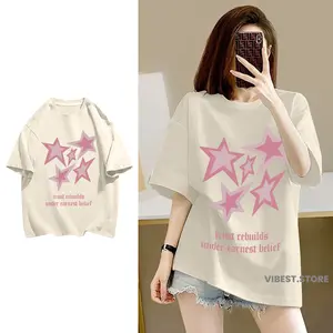 VIBEST Kaos Wanita Lengan Pendek Distro Skena | Atasan Wanita Jumbo - Star Trust