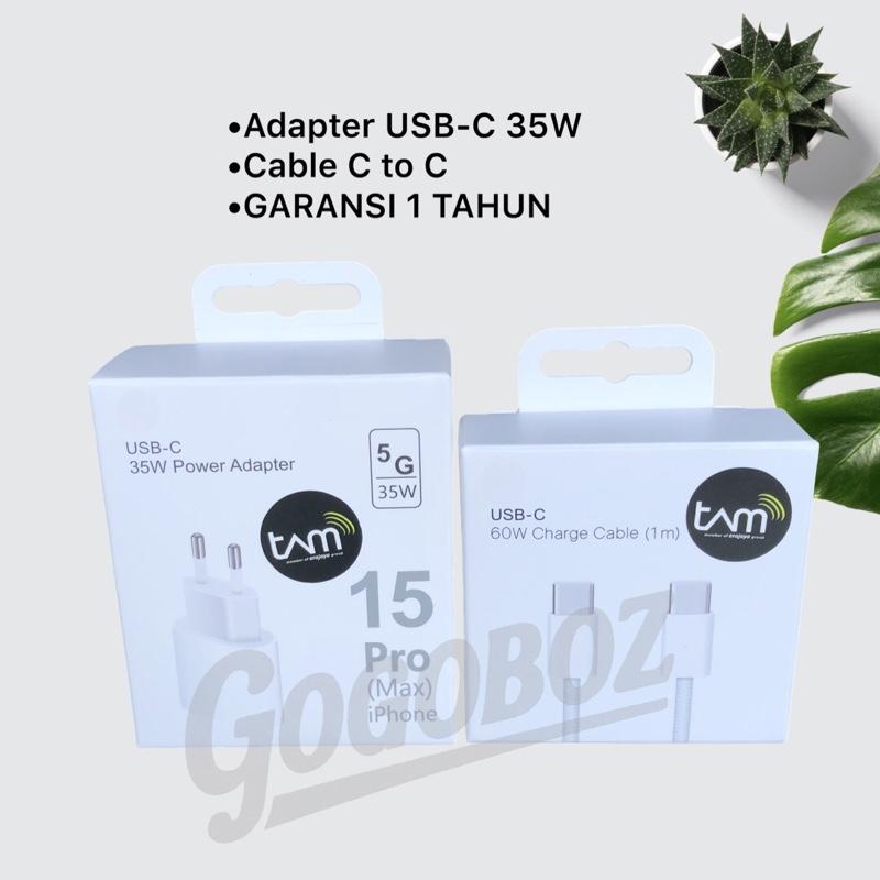 Charger Fast Charger 35W + Kabel C to C Braided for iP 15 16 17 GARANSI 1 TAHUN