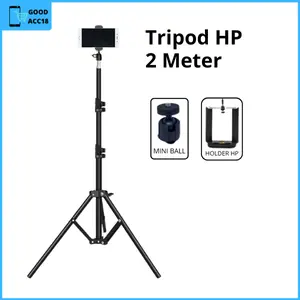Tripod Handphone 2 Meter Bahan Aluminium Tripot Hp Kamera Ngonten Video Live