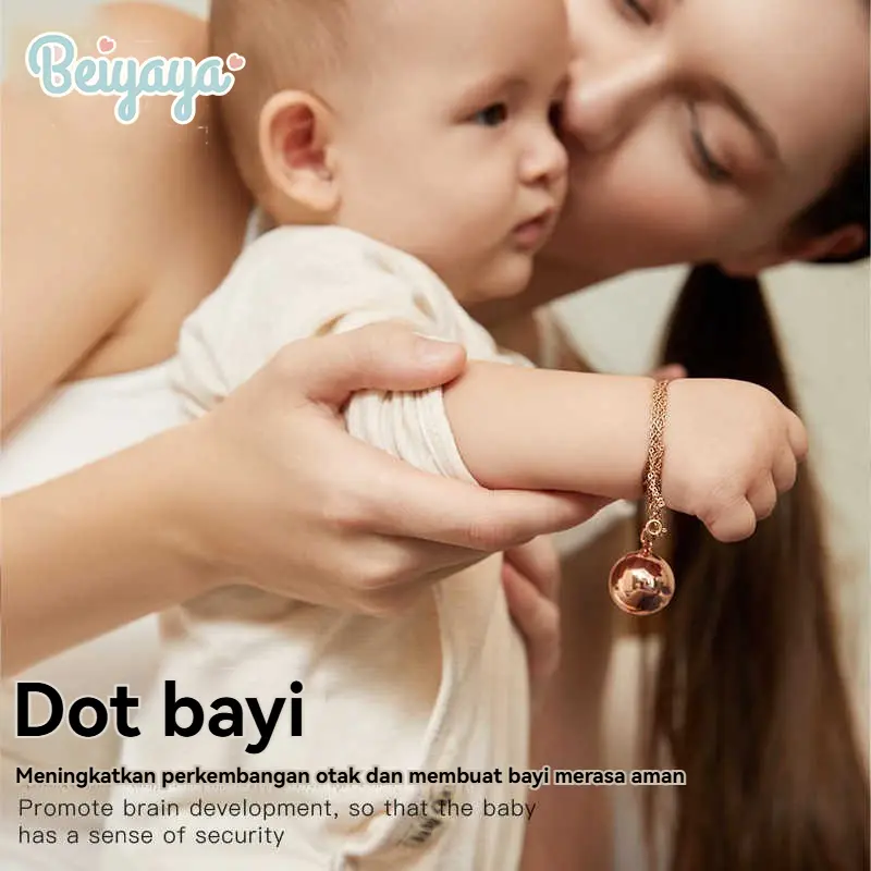 BEIYAYA Gelang Bayi dan Kalung Ibu, Musik Edukasi Bayi, Hadiah Ulang Tahun Bayi Baru Lahir, Perhiasan Pengasuhan Anak dengan Mini Lonceng COD&Ready A001 1
