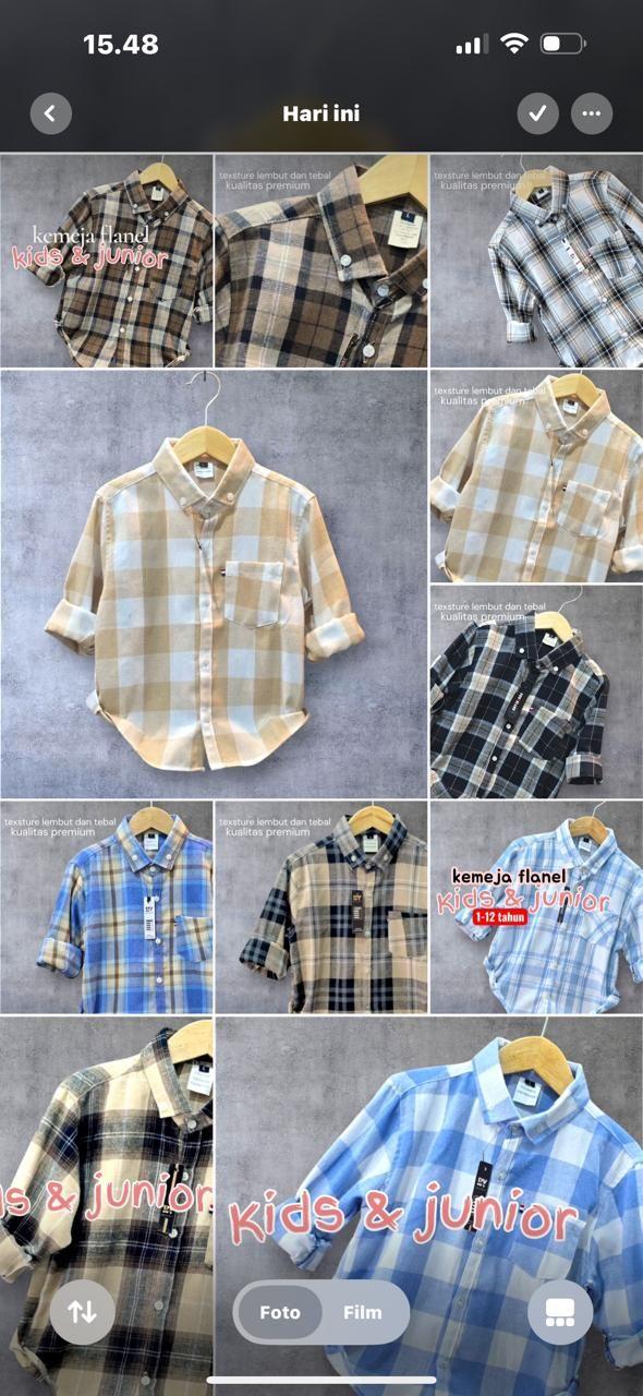 ROOE YARA KIDS & JUNIOR Kemeja Flanel Anak Usia 1-12 Tahun Lengan Panjang Size M L XL 2XL dan 3XL Best Seller Fashion anak motif  Kotak-Kotak