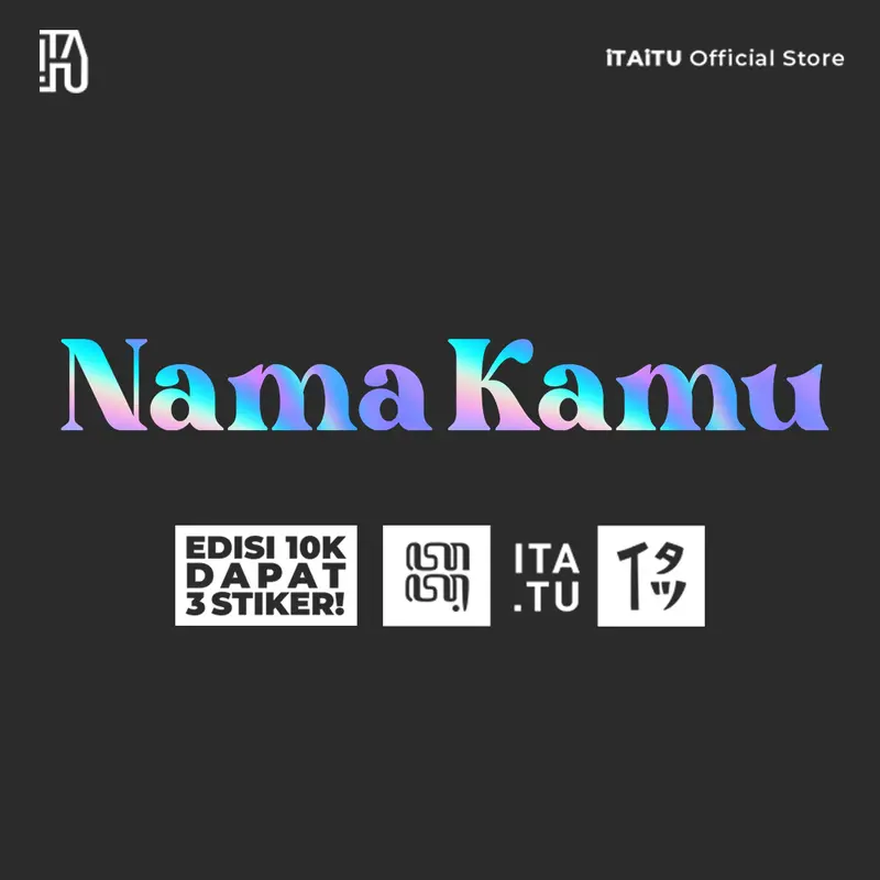 (10RB Isi 3) iTAiTU - STIKER CUTTING CUSTOM NAMA FONT HOLOGRAM REFLEKTIF Hitam Putih Sticker Car 3