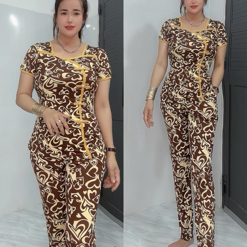SÉT BỘ THUN ATI ,QUẦN DÀI ỐNG ÔM.SIZE 48-85KG đồ bộ nữ.đồ bộ may sẵn giá rẻ.đồ bộ thun Women.đồ bộ Tâm Đan Voi Áo Top Polo Sọc Kẻ 8