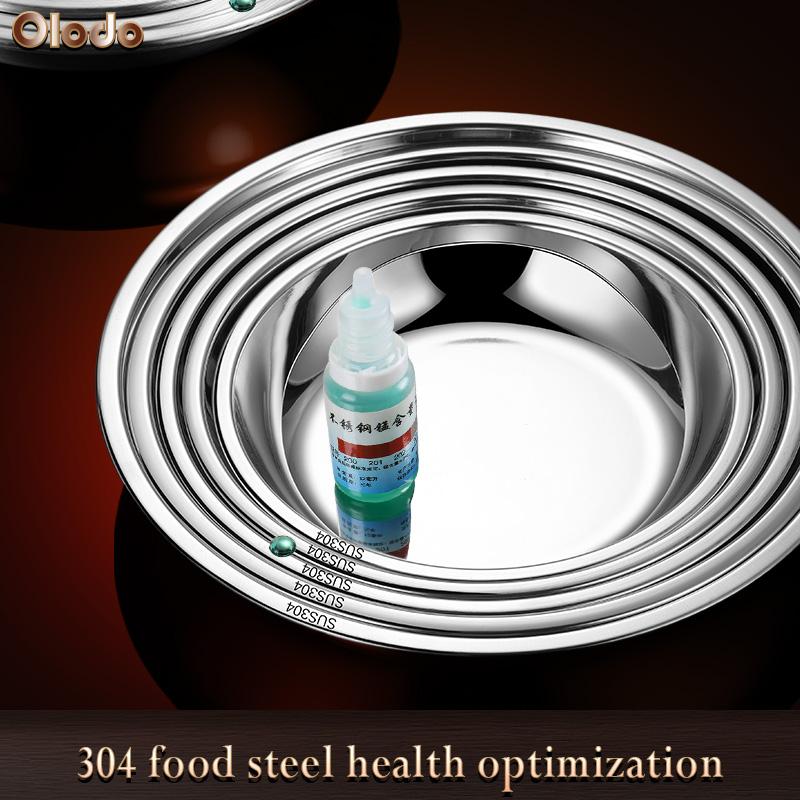 Đĩa bằng thép không gỉ 304, đĩa ăn, đĩa súp, đĩa trái cây tròn, đĩa đáy phẳng, bộ đồ ăn 3
