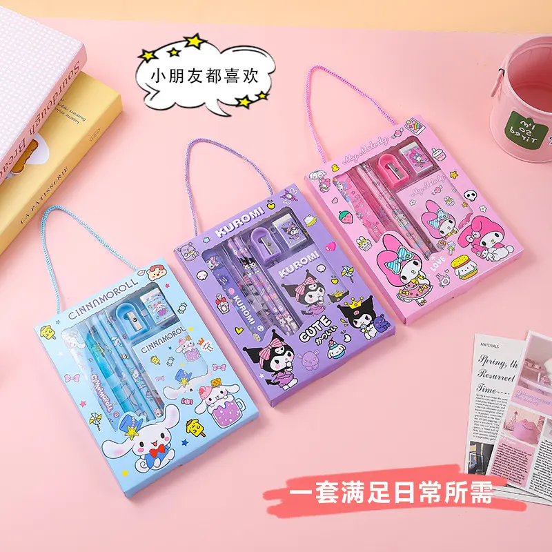 Disney Cartoon Stationery Set Frozen Elsa Mickey Minnie Spider-Man Anime Doll Children's Stationery