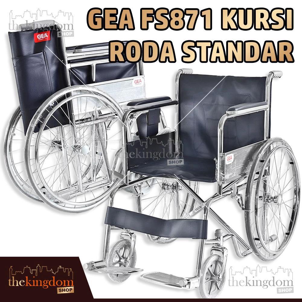 GEA FS871 Kursi Roda Standar Rumah Sakit Ban Lipat Wheelchair Portable Chrome Steel FS 871 Wheel Chair