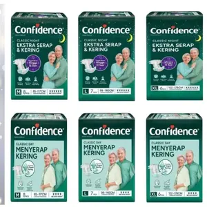 confidence CLASSIC day & night M8 / L7 / XL6 M L XL popok perekat dewasa Kering