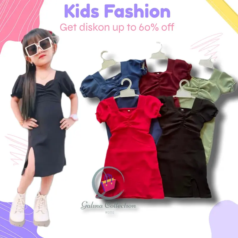 Dress fuji anak perempuan viral, estimasi anak usia 1-5tahun, Dress cringkle fuji anak terbaru 2024 5
