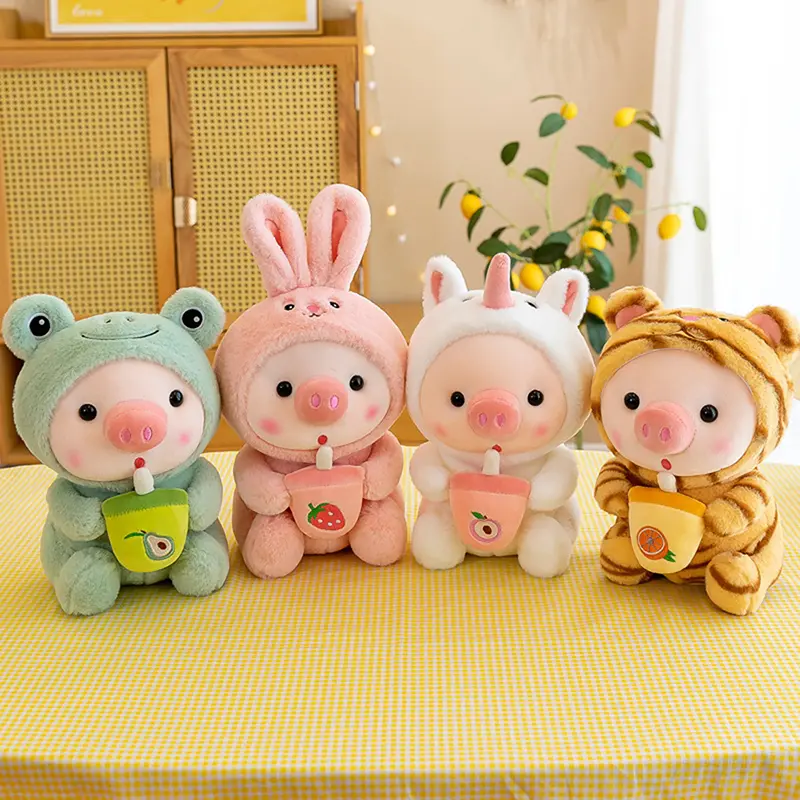 1Pcs Children's Piggy Doll Cute Turned Into Milk Tea Pig Plush Toy