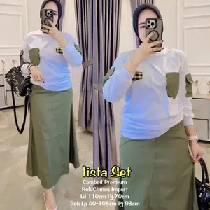 Lista Set Rok Chinos Model Terbaru 2025 Kekinian One Set Wanita Dewasa LD 110 Atasan Kaaos Combed Simple