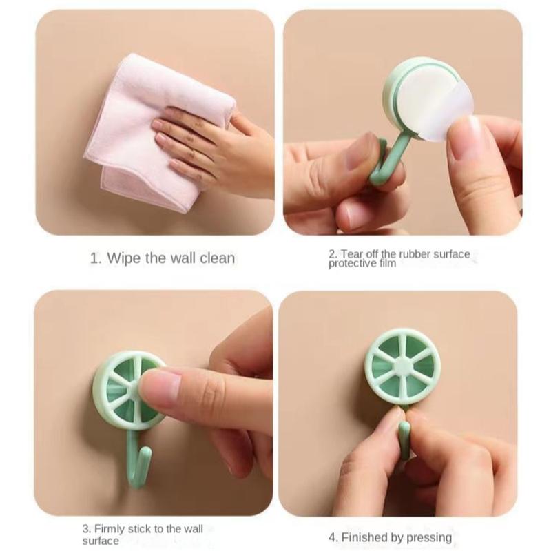Móc Tự Dính, Chất Liệu Nhựa Mới, Không Cần Đục Lỗ, Nhiều Màu, Thích Hợp Cho Khăn Và Áo Khoác, Trang Trí Tường, Móc Dán Tường, Thiết Kế Chanh 3