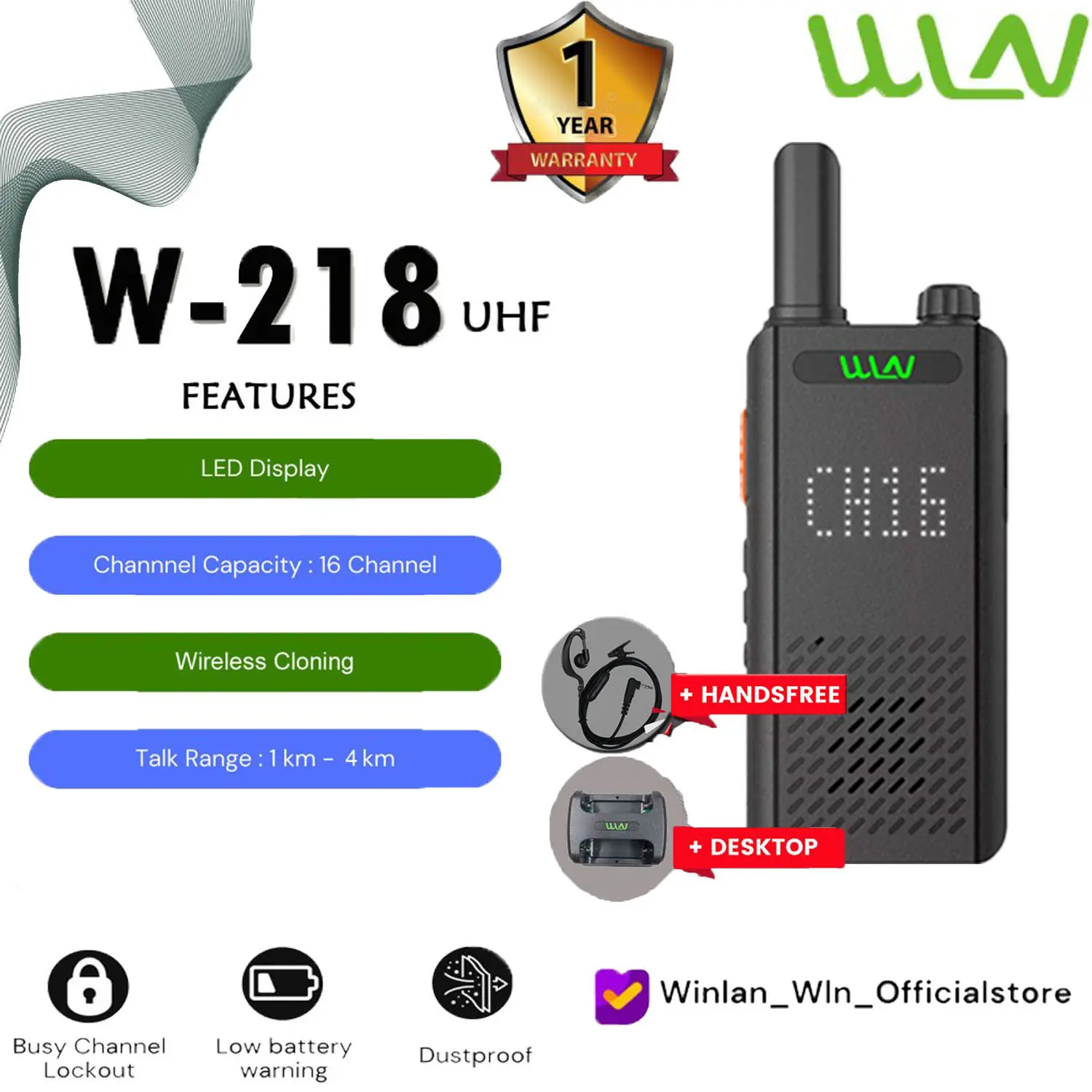 HANDY TALKY WINLAN WLN W-218 (KD-C170) UHF FULL SET