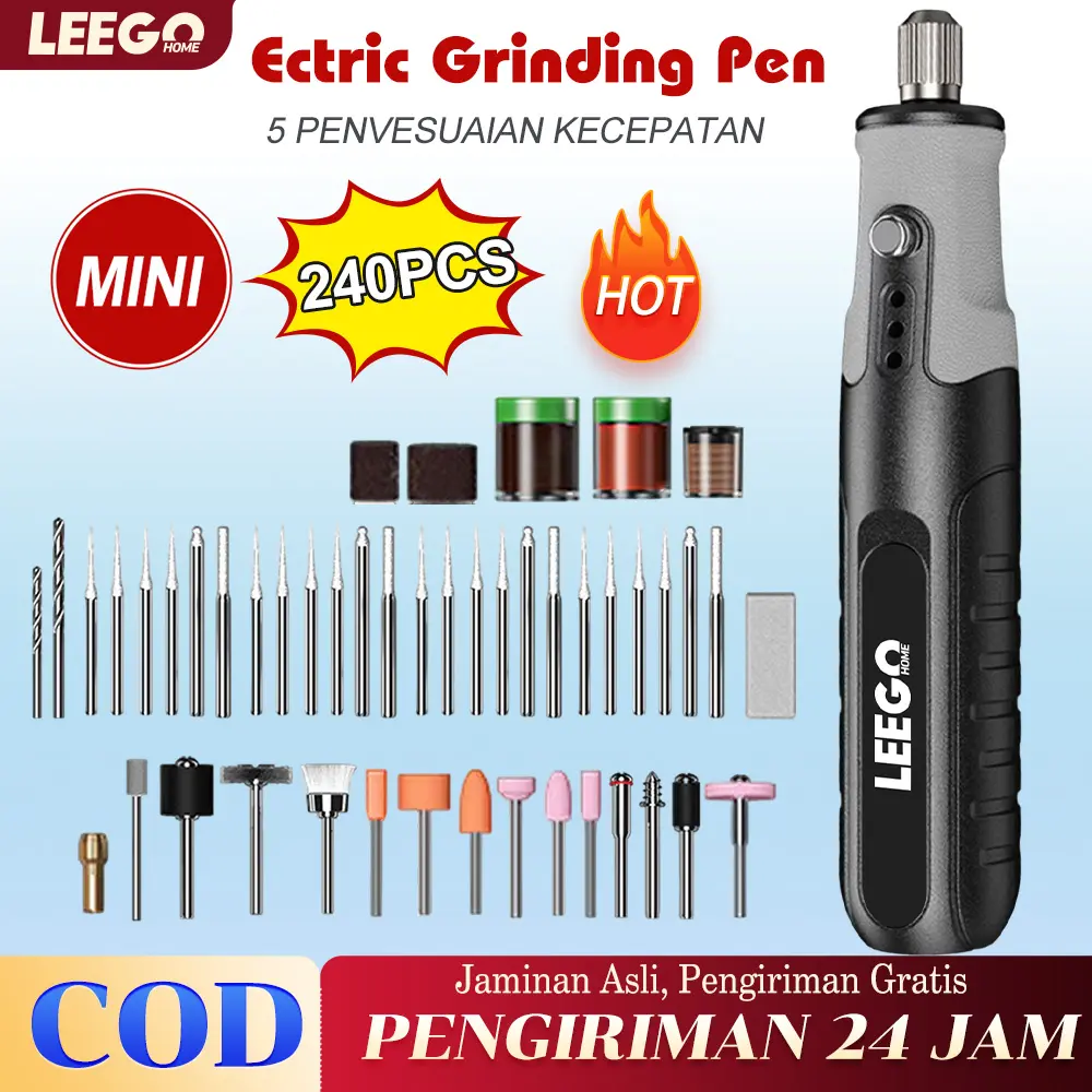 LEEGO-Mini 25000 RPM 28W/12V Mini Drill Electric Engraver Grinder Gerinda Electrik Listrik / Alat Ukir Kayu /Alat Amplas / Alat Pemotong