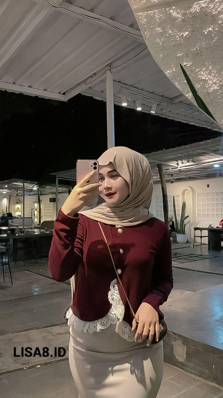 Atasan Viral Sabrina Blouse wanita Knit Premium melar Renda halus Atasan semi crop Korean Style Kekinian