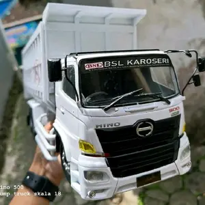 Miniatur dump truk truk oleng bisa jungkit bak dan kabin warna putih variasi lampu leed rgb 20 titik Led Control Toys jual beli Mainan Mobil