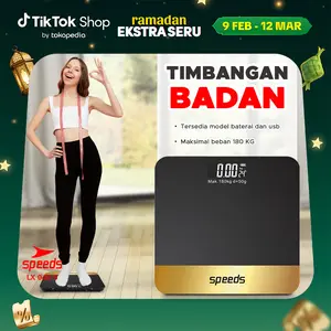 SPEEDS Timbangan Badan Digital 180KG Dewasa  Kaca Digital Termometer 040-3