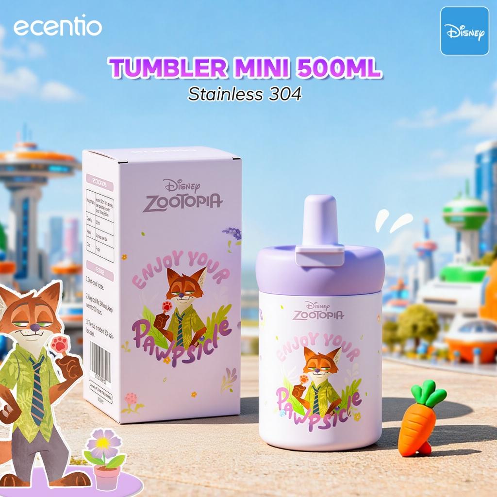 【K】 ecentio tumbler stainless 304 Disney 【Zootopia】Co-brand  500ml tahan panas dingin 24 jam botol minum lucu aesthetic portable