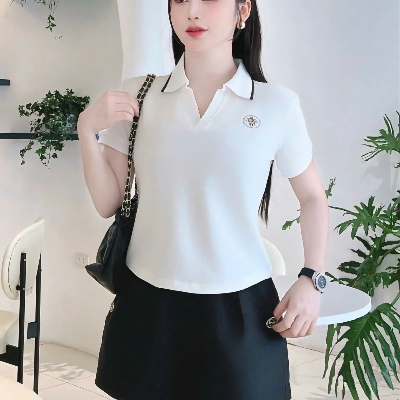 Áo Polo Nữ Cộc Tay Chất Cotton Hồ Lạnh Phối Viền Nổi Bật Tông Nhiều Màu- pL28