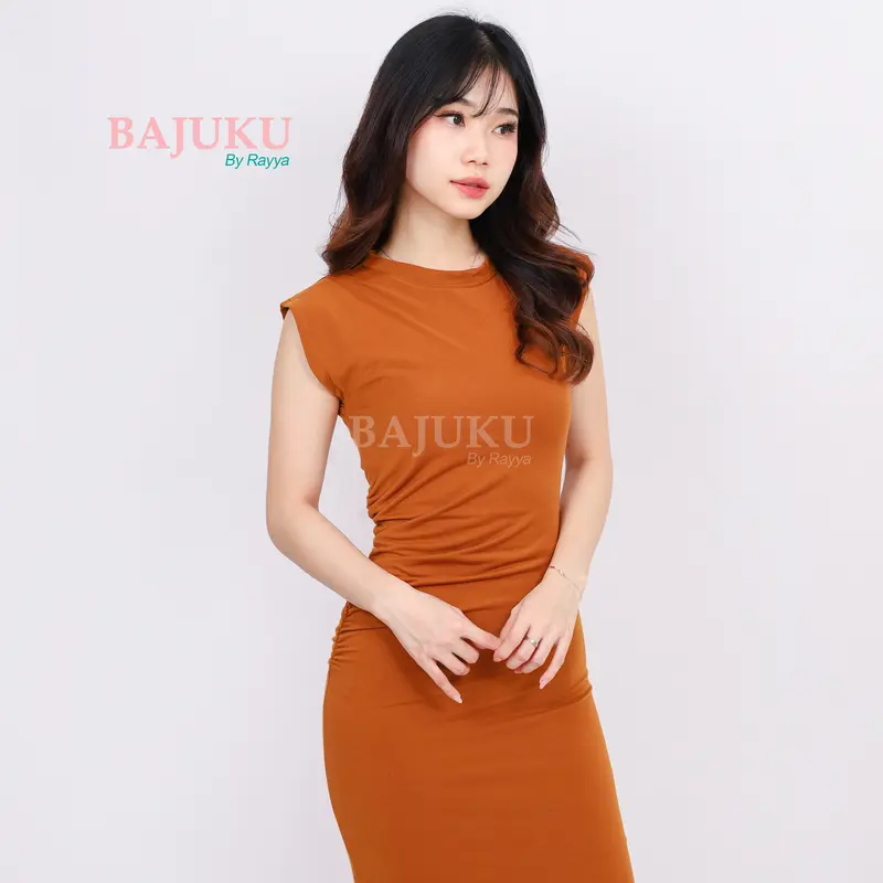 Dress Bodycon Azalea - Vista Terry Spandex - Anti Melar - Midi Dress Wanita - Simple Nyaman Fit 2