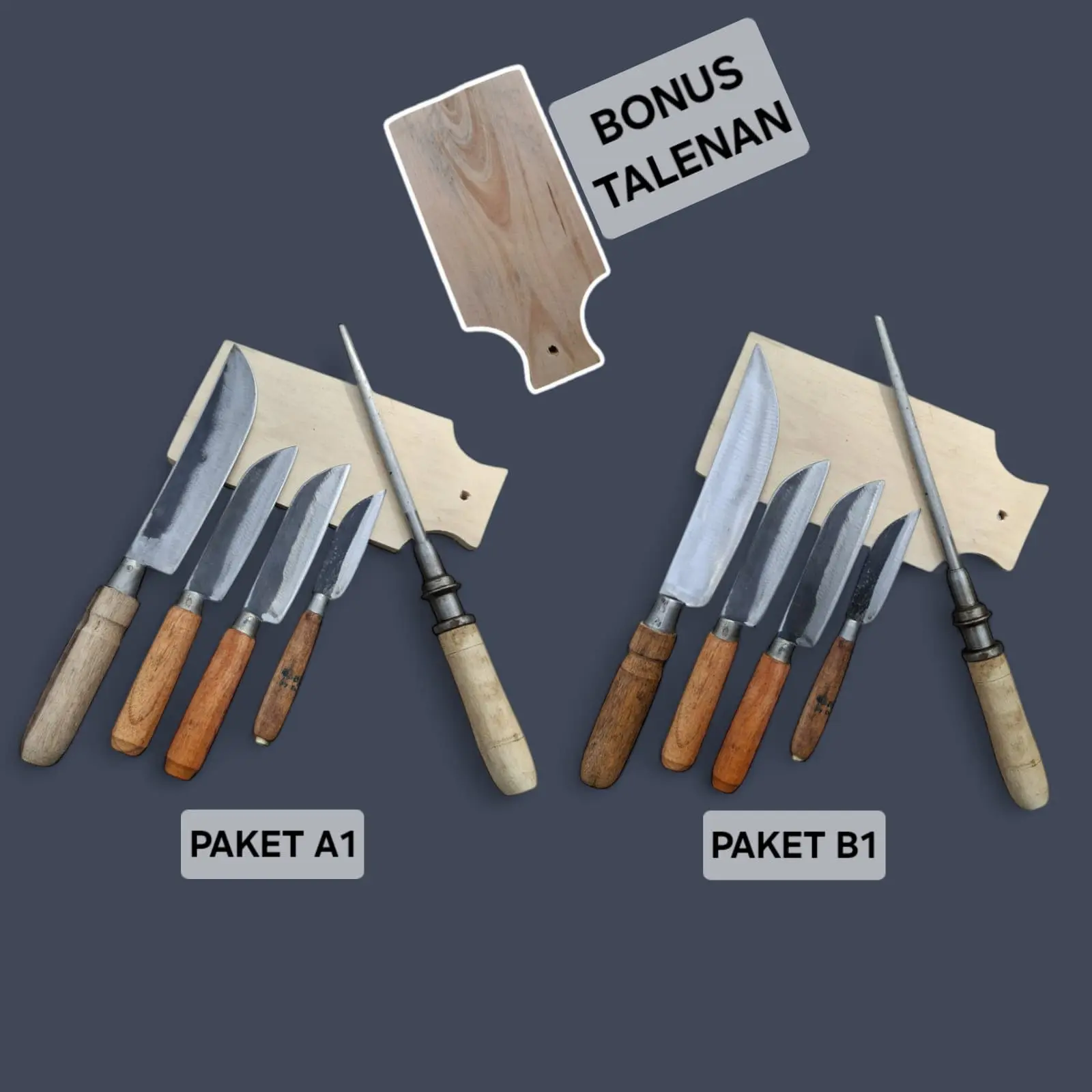 Paket Hemat Pisau Dapur Serbaguna Bahan Baja Free Talenan