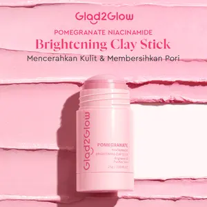 Glad2Glow Brightening Clay Stick 1/2/3pcs Pomegranate Niacinamide 25g Anti Wajah Blackhead Berjerawat Salicylic Acid G2G Niacinamide Mencerahkan Hitam Komedo Masker Tranexamic Pencerah Facial