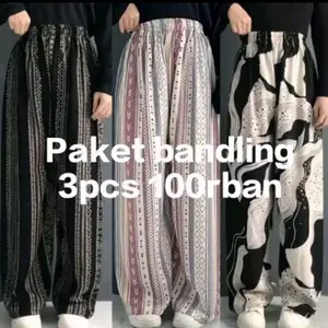 PAKET MURAH ISI 3 PCS CELANA KULOT JUMBO HOMMY RAYON HIGHWAST MOTIF VIRAL BAHAN RAYON PREMIUM