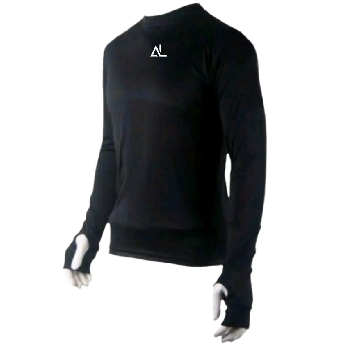 Baju Manset Baselayer Lengan Panjang Pria Kaos Olahraga Sport Gym Futsal Lari Fitnes Voly Basket Hitam
