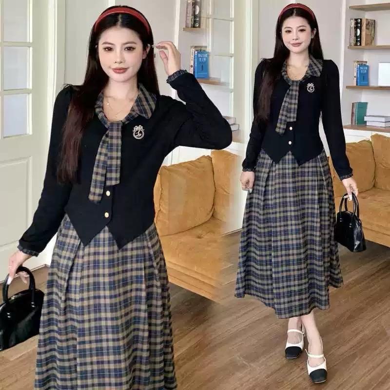 ROSIE Set bộ bigsize 2 chi tiết áo len tăm + chân váy dạ mỏng kiểu dáng trẻ trung gọn dáng hàng Quảng Châu chất đẹp