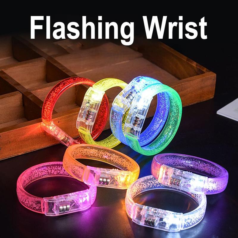 Vòng Tay Đèn LED Nhấp Nháy Cho Bữa Tiệc, Màu Ngẫu Nhiên, Vòng Tay Buổi Hòa Nhạc Phát Sáng Tối, Thanh Nhiều Màu A7Q9 0