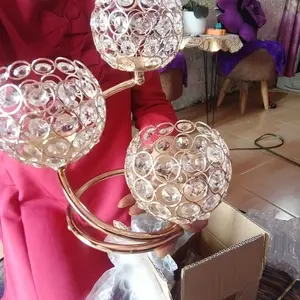 OPTIVIA Tempat Lilin Candle Holder Dekorasi Pesta Bertingkat 3 Tempat Lilin Bahan Steel & PVC Cocok untuk Pesta & Wedding Table