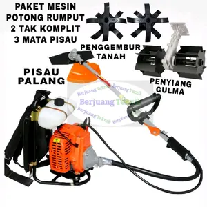 Mesin Potong Rumput Multifungsi 2 Tak +Penyiang Gulma Kebun+Penggembur Tanah 3 IN 1 3 Mata Pisau