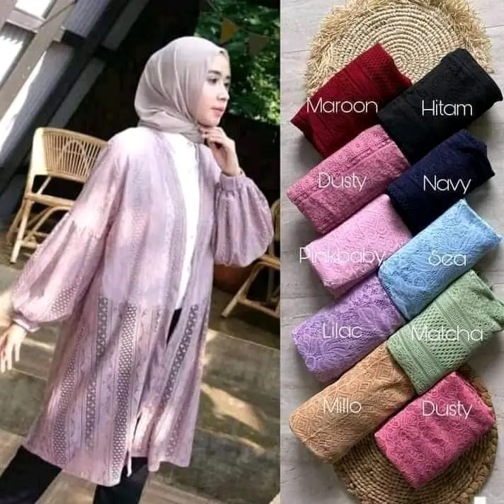 CARDIGAN BURKAT TERBARU / KARDIGAN BURKAT LENGAN BALON / OUTER BRUKAT PREMIUM ATASAN Wanita / BISA COD