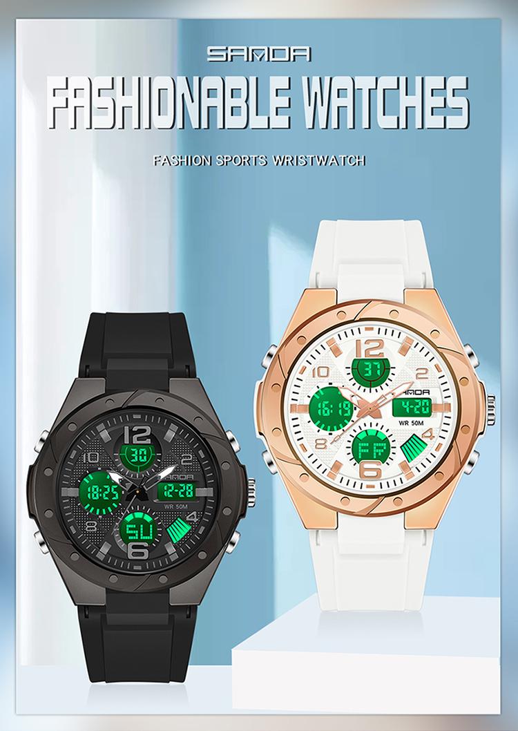 Product Introduction of Women's Watch, aw24 Sanda, 6062, dual display sports watch, waterproof, swimming watch, digital watch 13