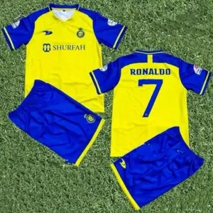 Setelan Jersey Bola Al Nassr Anak anak Terbaru Ronaldo Printing Usia 1-14 Tahun