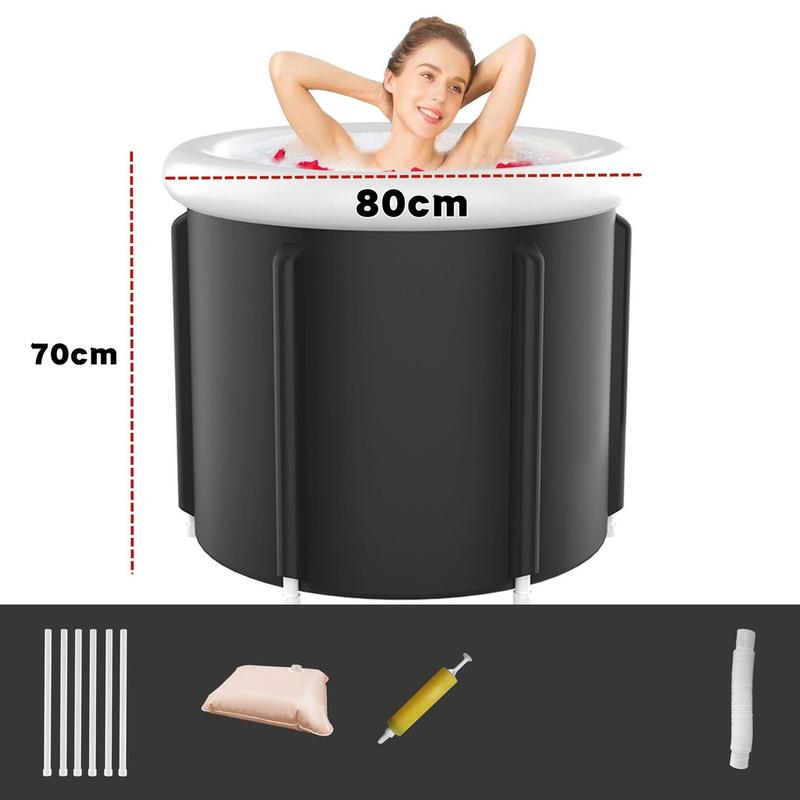 Product Introduction of 【SG STOCK】Portable Ice Bathtub Therapy Foldable for Hot Bath for Small Space,black(227.6 x 31.5 in) Set Cushion 36