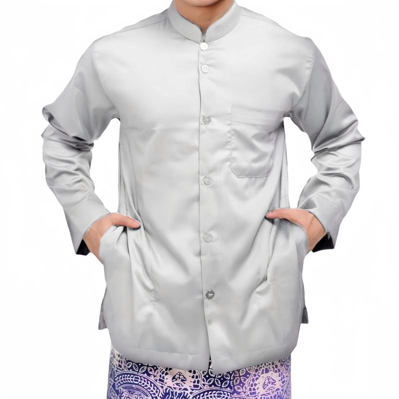 Product Introduction of ( JUMBO ) baju koko pria dewasa jumbo XXXL model ammu amu koko haibah habib habaib lengan panjang warna Putih Navy Cokelat Hitam baju muslim bahan Katun Nyaman Belah Samping 31
