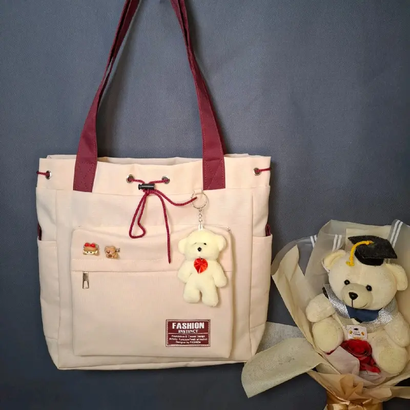 Tas Totebag Wanita Tas Jinjing Bahan canvas Original Totebag Serut Totebag Tas  Selempang kuliah Kerja Terbaru Kekinian 0