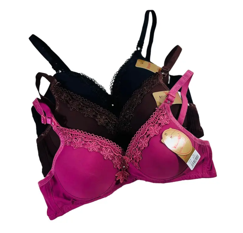 Bra Renda Xissmei Non Kawat Busa Tipis Size 34-40 Set 3 Wanita - Katun Bh Dewasa Motif 2
