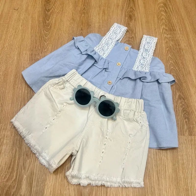 Leika Setelan Anak Atasan Babydoll Linen dan Ripjeans Mini  Perempuan 0