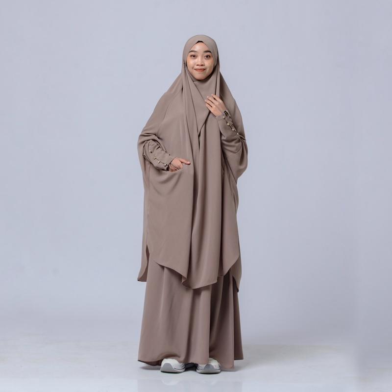 Tsurayya -Hurrem One Set Frenchkhimar & Rok Wolfis Exclusive Free Cadar Tali/One Set Umroh Haji 1