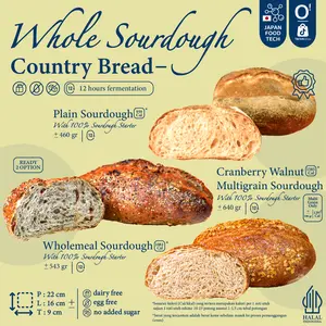 [PROMO BRAND DEALS] HALAL WHOLE SOURDOUGH COUNTRY BREAD / ROTI GEDE SOURDOUGH RAGI ALAMI 100% [SATUAN GEDE]- ORU Indonesia Sari