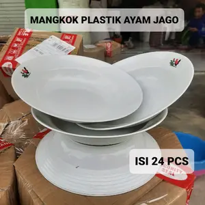 Paket hemat 24 pcs piring plastik ayam jago putih ukuran 9 estetik murah Kitchenware
